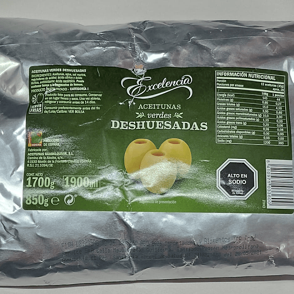 [1767] Aceituna Verde Deshuesada Alisur 1,6 Kg