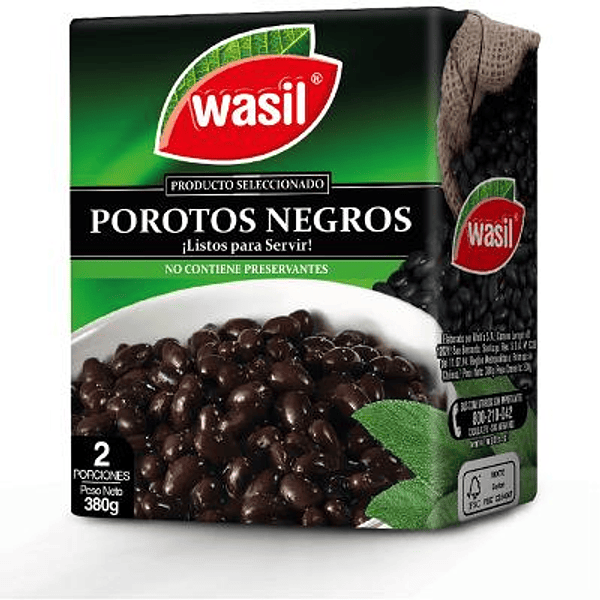Poroto Negro Wasil 380 Gr (Rojo)